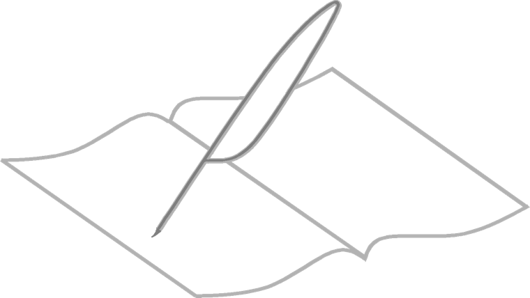 General topics book and quil graphic